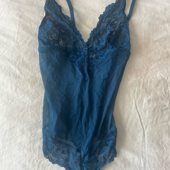 B Tempted Blue Lace Bodysuit - Picture 1 of 3